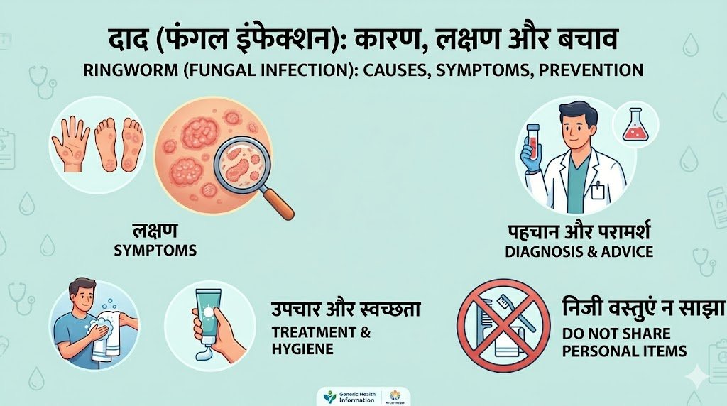फंगल इंफेक्शन (दाद) क्या है? कारण, लक्षण, पहचान और बचाव